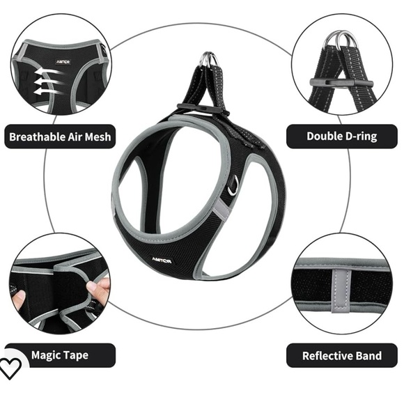 AMTOR MEDIUM DOG HARNESS/LEASH. Reflective Harness. - Picture 7 of 9